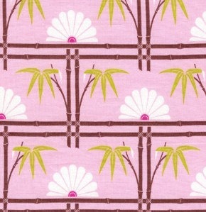 SALE---1 yard---Bamboo Garden in Pink, Dolce, Tanya Whelan and Grand Revival Design, Free Spirit Fabrics
