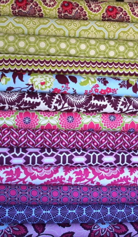 Heirloom fat quarter bundle (sapphire colorway)--13 pieces (3-1/4 yards total), Joel Dewberry, Free Spirit Fabrics