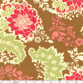SALE---1 yard---Party Dress in Toffee, Secret Garden, Sandi Henderson, Michael Miller Fabrics