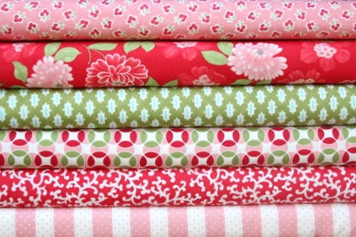 Vintage Modern fat quarter bundle--6 pieces---1-1/2 yards total--Bonnie and Camille for Moda Fabrics