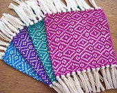 handwoven coaster set of four, brilliant colors
