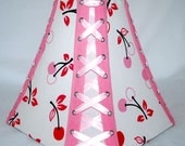 Pink and Red Cherry Corseted Lampshade