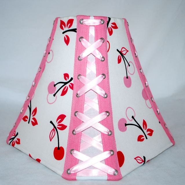 Pink and Red Cherry Corseted Lampshade
