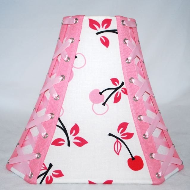 Pink and Red Cherry Corseted Lampshade