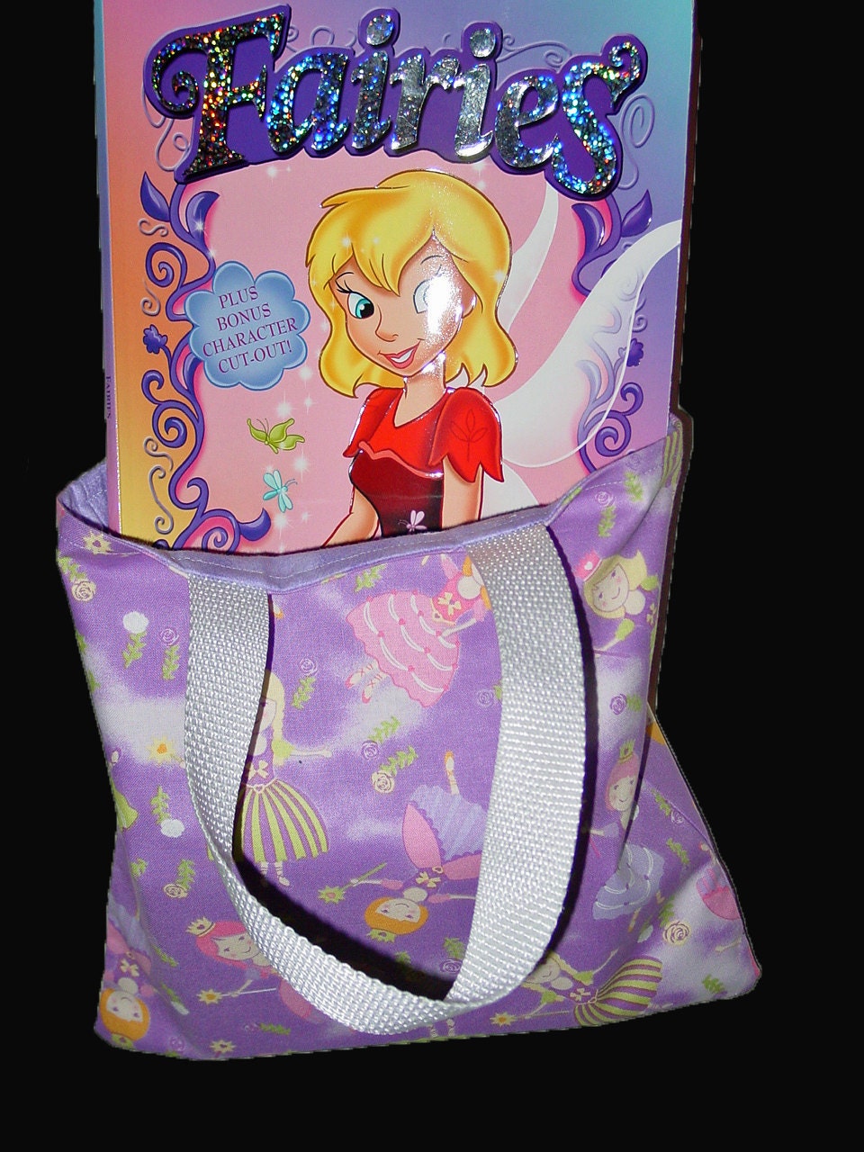 Fairy Princess Tote Bag with Free Fairies Coloring book, Reversible, toddler, child, kids Unique Birthday gift Preschool School bag tote