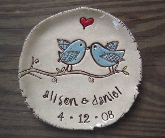Lovebirds - personalized dish - wedding - anniversary