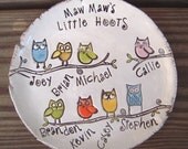 Personalized Little Hoots Dish - Made to order- Mom - Nana - Dad - Grandpa - Choose the personalization