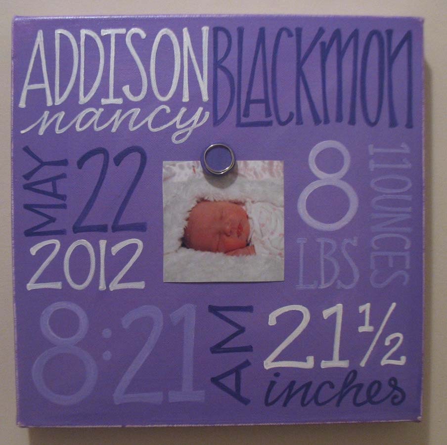 Baby Girl Birth Information Canvas Frame