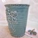 Mermaid Vase or Kitchen Utensil Holder Stoneware Pottery Emerald Green Perfect Decor for the Beach Cottage