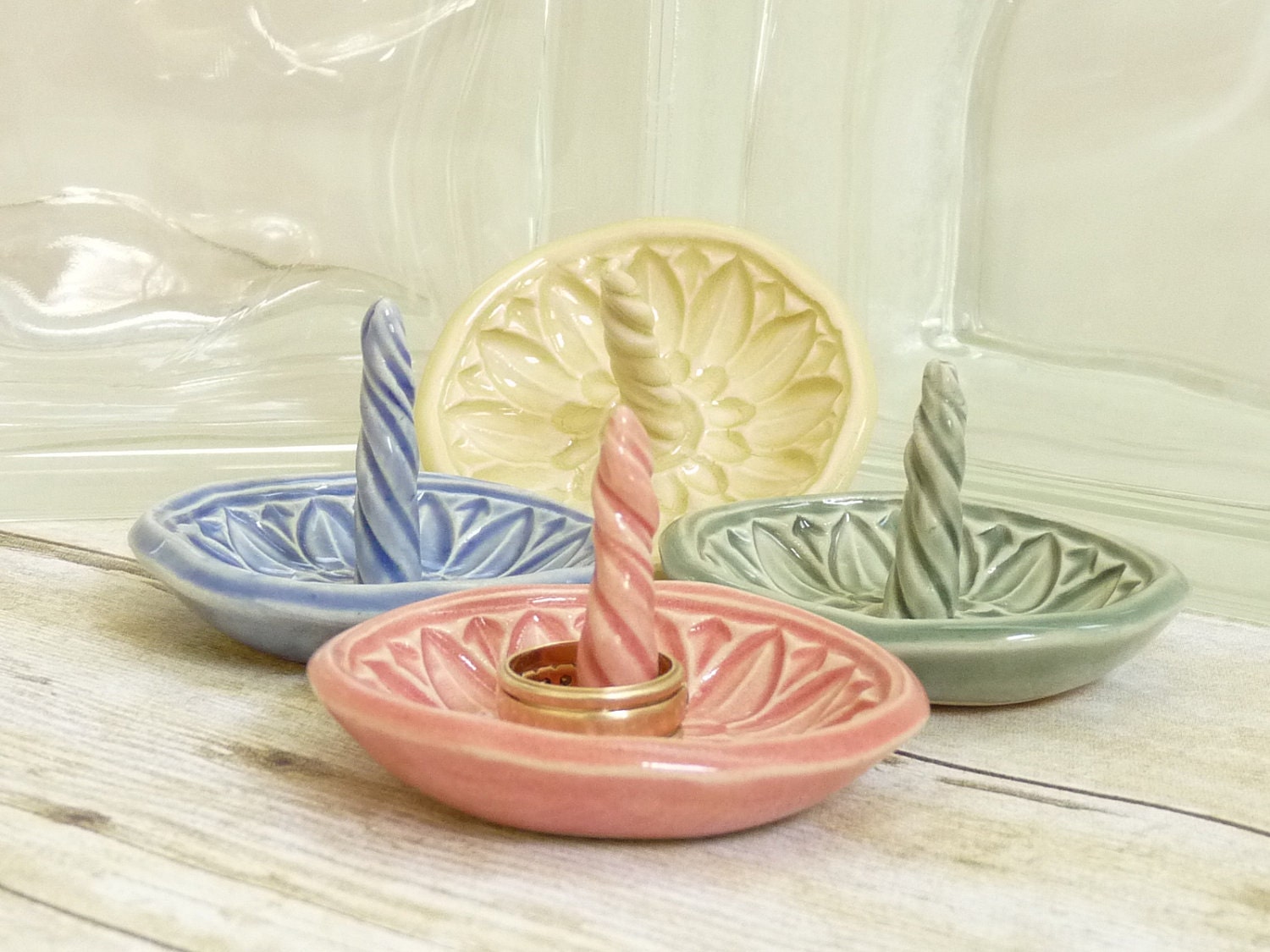 Mandala Ring Holder Trinket Dish Ring Catcher Bowl Jewelry Holder Sage Green