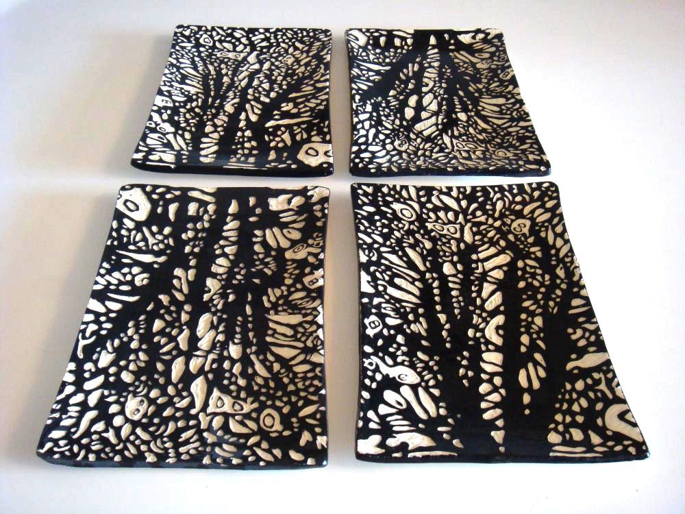 Set of Four Branch Trays
