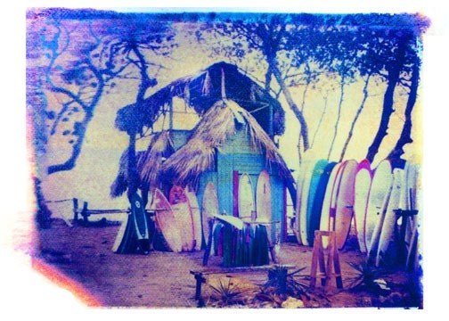 Beach Photography Polaroid Surfing Surfboard Vintage Art 4x5 Print