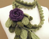 Wild Rose Scarf-Lariat-Eggplant