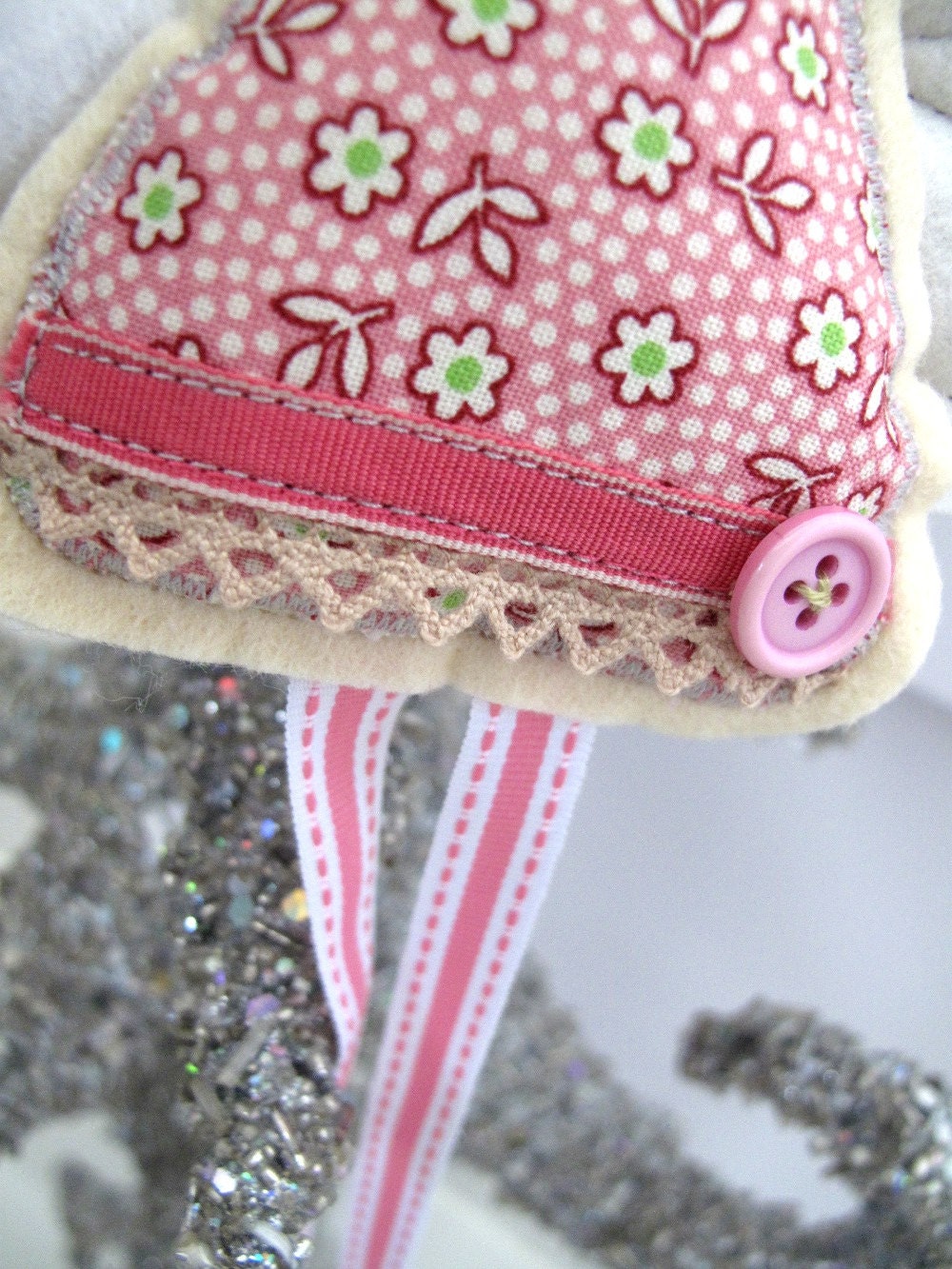 Angel for Christmas or Christening in Pink Ditsy Flower Fabric x Large Angel Decoration