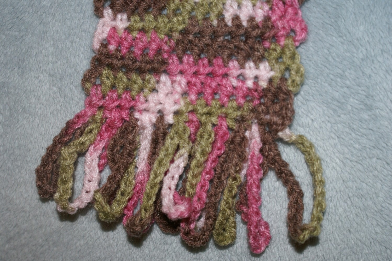 Hand crocheted varigated unisex scarf