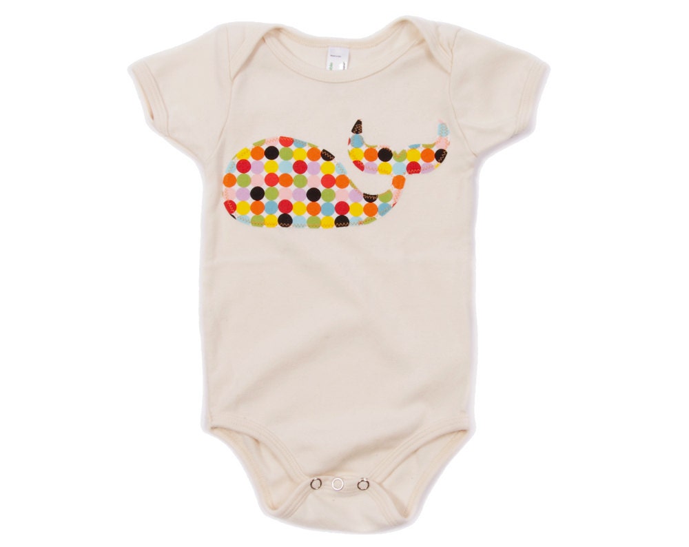 Organic Cotton Applique Whale Bodysuit One-Piece Tee or Tshirt