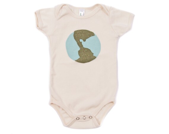 Organic Cotton Applique Mother Earth Bodysuit One-Piece Tee or Tshirt