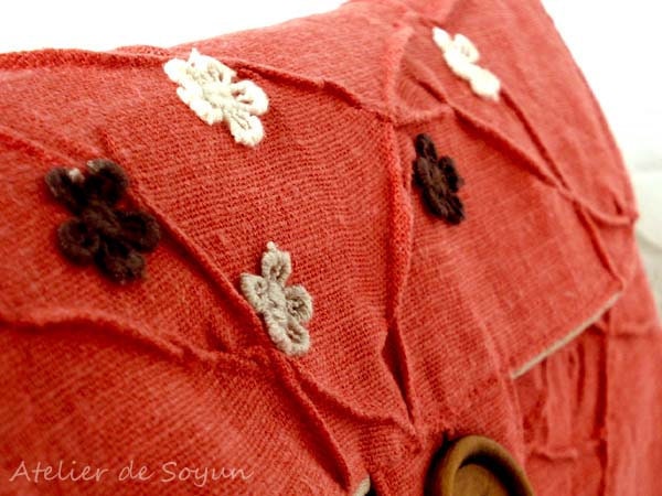 Crochet Hook Case Crochet Hook Holder Organizer Craft Bag in Textured Coral Orange