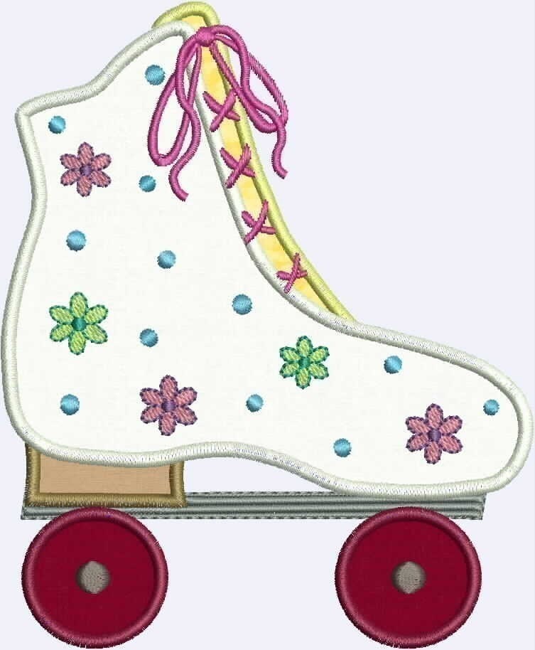 Flower Power Roller Skate Applique designs by DBembroideryDesigns