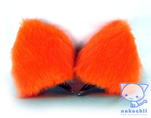Punk Cosplay cat ears ( Nekomimi ) Fluro Orange and tartan inners or choose your own colours.