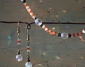 Aquamarine and carnelian necklace and earrings set