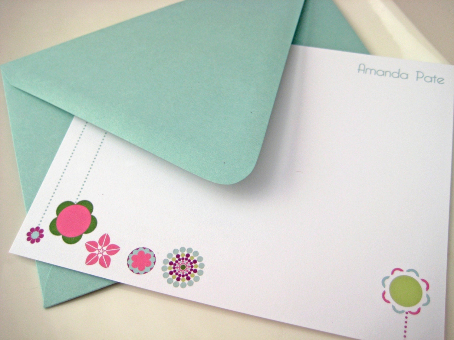 Modern Flowers Note Cards Personalized
