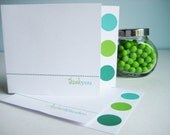 Polka Dots Thank You Note Card Set In Carribean
