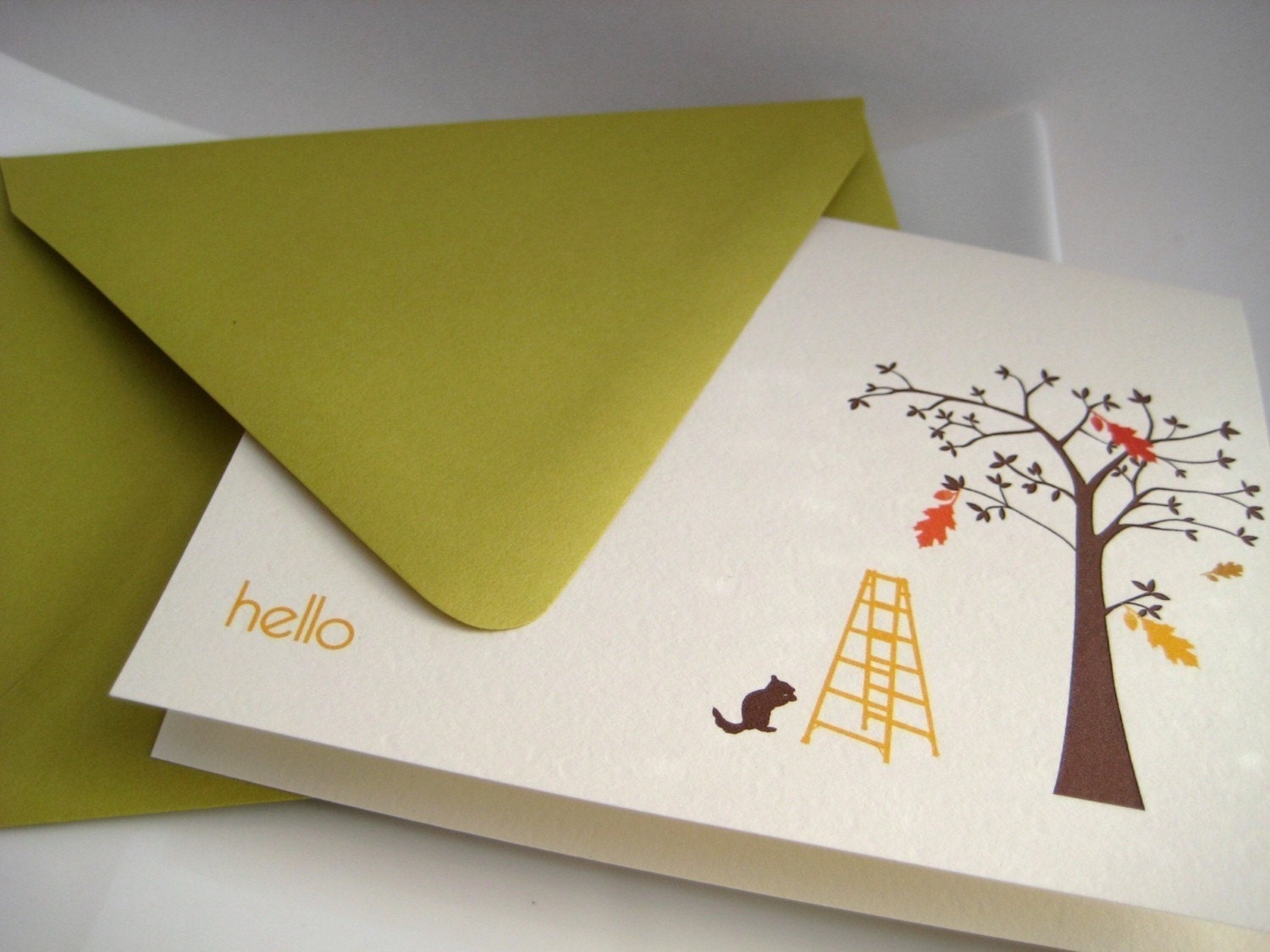 Squirrel Note Cards Folded Saying Hello