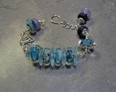 Lampwork Artisan Bracelet in Sterling Silver - Wire Wrapped