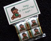 Personalized St. Patrick's Day Favor Candy Bar Wrapper and Label Sets, set of 24