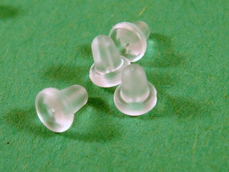 50 Plastic Domed Earring Backs Earnut Clear 5x4mm - 50 pc - F4066EN-PL50