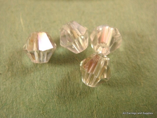 25 Clear AB Crystal 4mm Bead Bicone - 25 pc - 4903