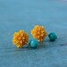 Dangling flowers in honey yellow and turquoise - sterling silver