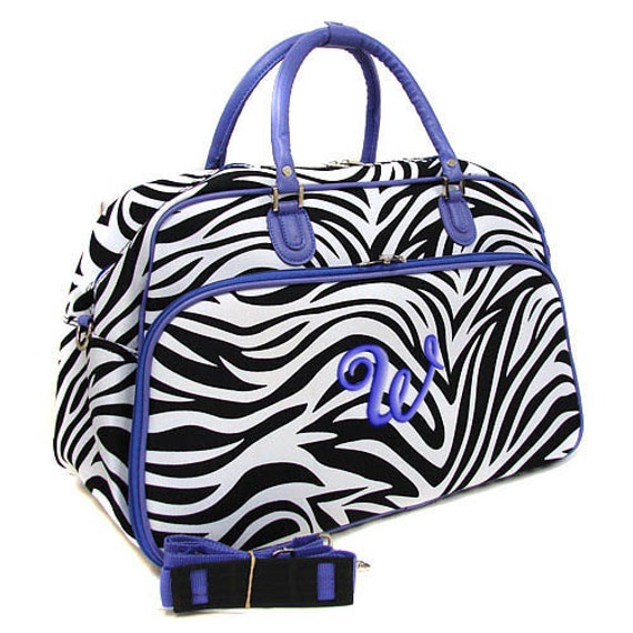 Personalized Duffle Bag Zebra Purple Weekender Bag Travel Tote Luggage ...