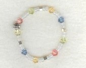 Girls Pastel crystal Stretchy Bracelet, Handmade Beaded