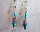 Turquoise & Amethyst Earrings with Sterling Silver