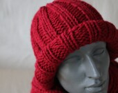 Classic Ribbed Knit Hat in Cranberry