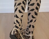 Beige With Small Black Birds Leggings