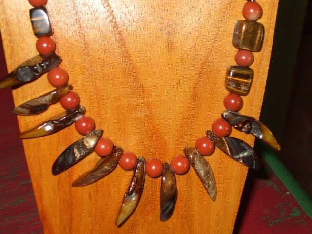 HANDCRAFTED OOAK Exotic Red and Brown Gemstone Necklace