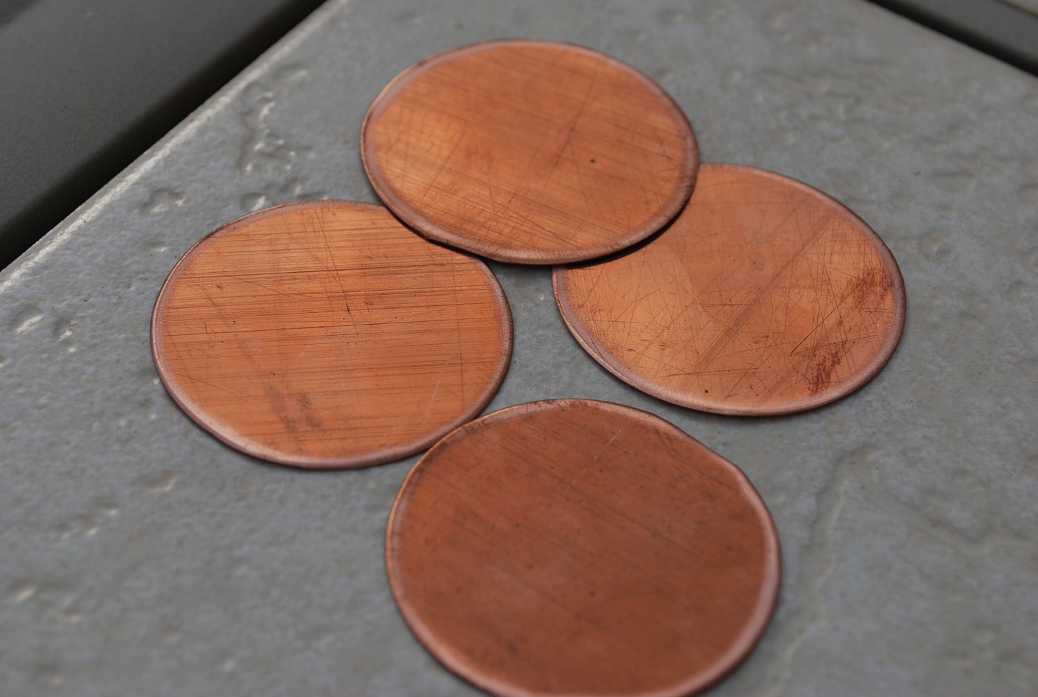 Qty 4 - 1.25" Round Copper Blanks - FREE SHIPPING