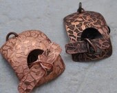 Flowers, Leaves and Vines Etched Copper Toggle Clasp 1.25" - Qty 2