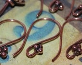 10 Pair - Solid Copper Ear Wires with 3 Balls  Free Shipping US
