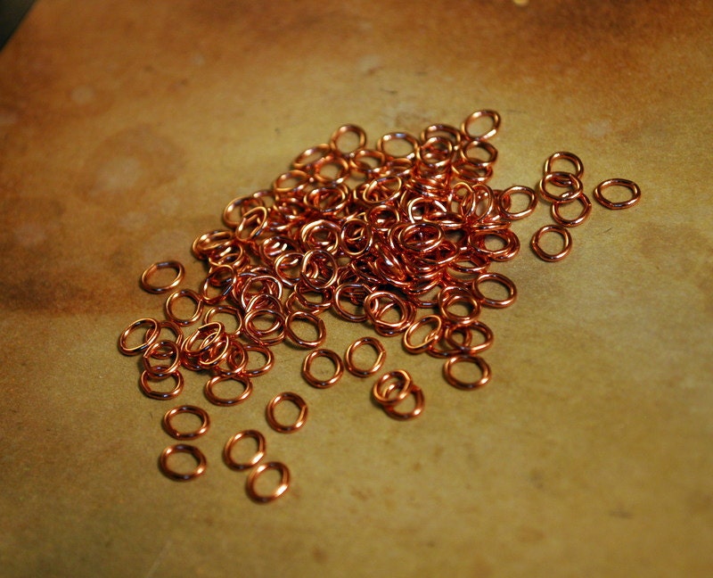 QTY 40  - Solid Copper Oval Jumpring 5mm Bead Findings -  Free Shipping US