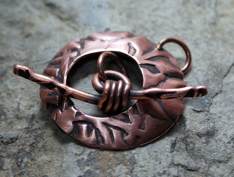 Venus Round Toggle Clasp in Oxidized Copper - Handmade Free Shipping US