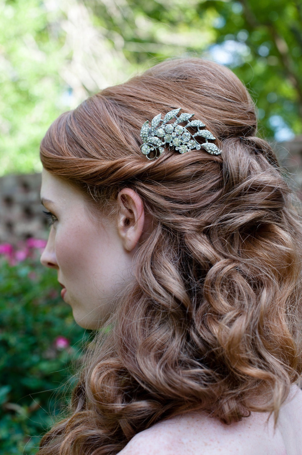 Rhinestone Bridal Comb Silver with Swarovski Crystals