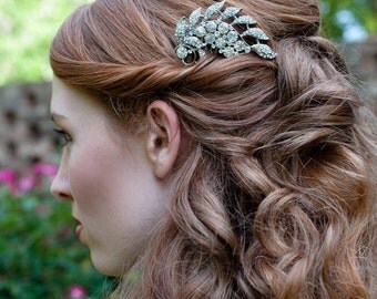 Rhinestone Bridal Comb Silver with Swarovski Crystals