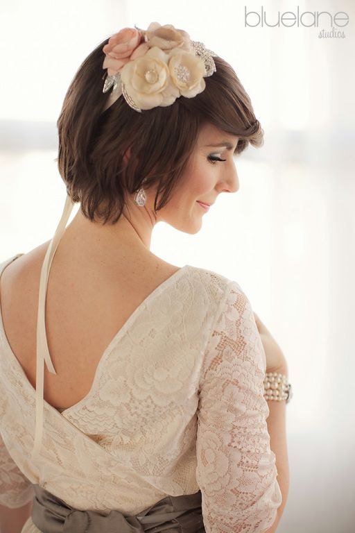 Blush and Ivory Dupioni Silk Mini Hat with Sparkle Handmade Floral Bridal Accessory