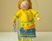 Citrus Lemon Art Doll - Hanging Ornament -  Art Dolls and Miniatures