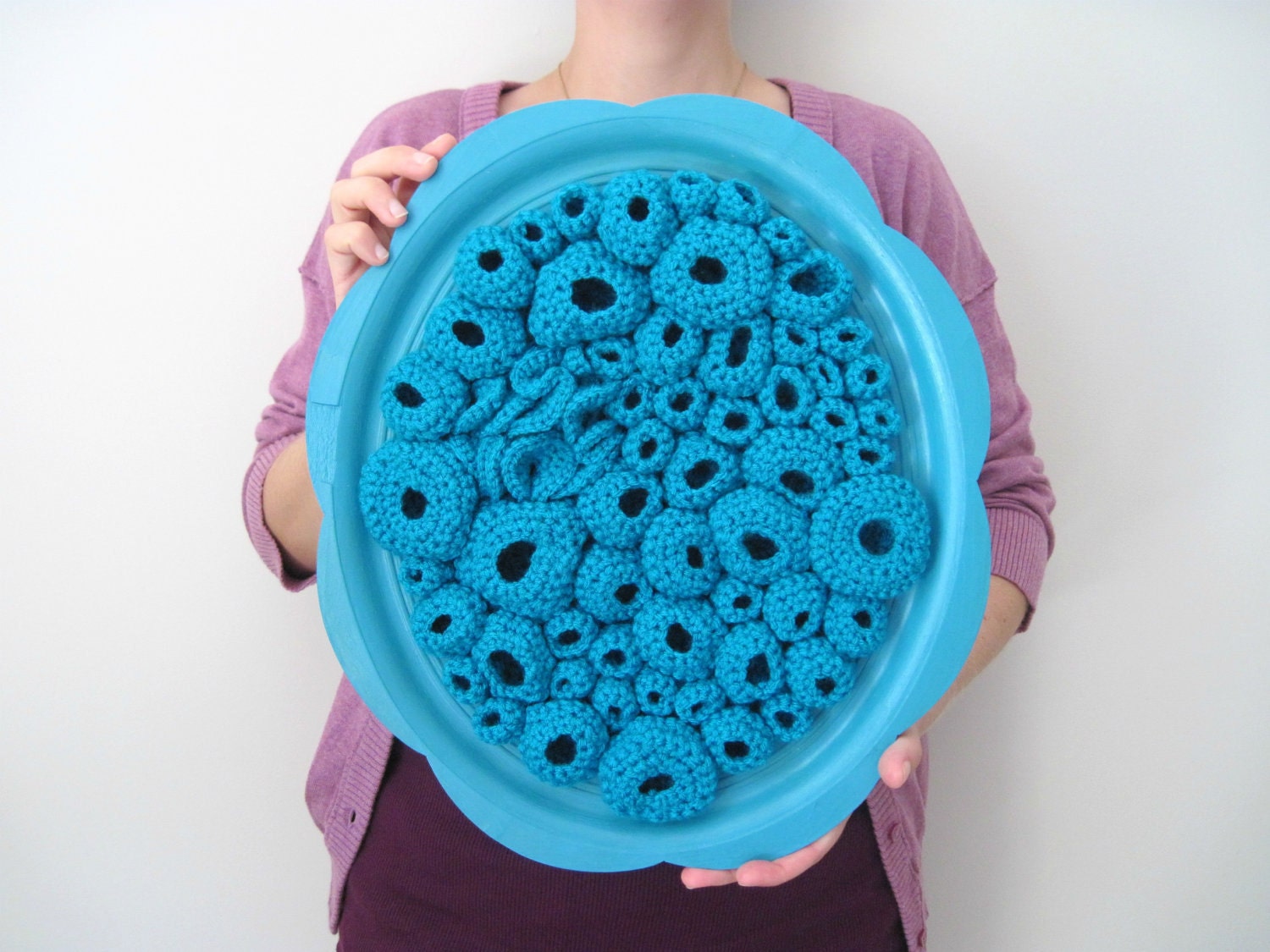 Lagoon Modern Fiber Art Soft Sculpture in Deep Turquoise Blue