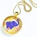 Purple Elephant - art pendant canvas paper print - golden jungle tiny artwork - Oksancia